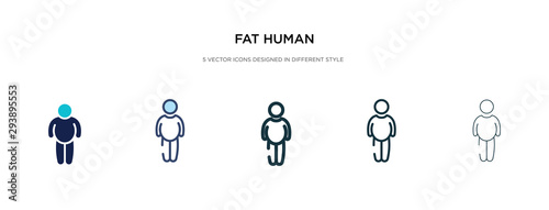 fat human icon in different style vector illustration. two colored and black fat human vector icons designed in filled, outline, line and stroke style can be used for web, mobile, ui