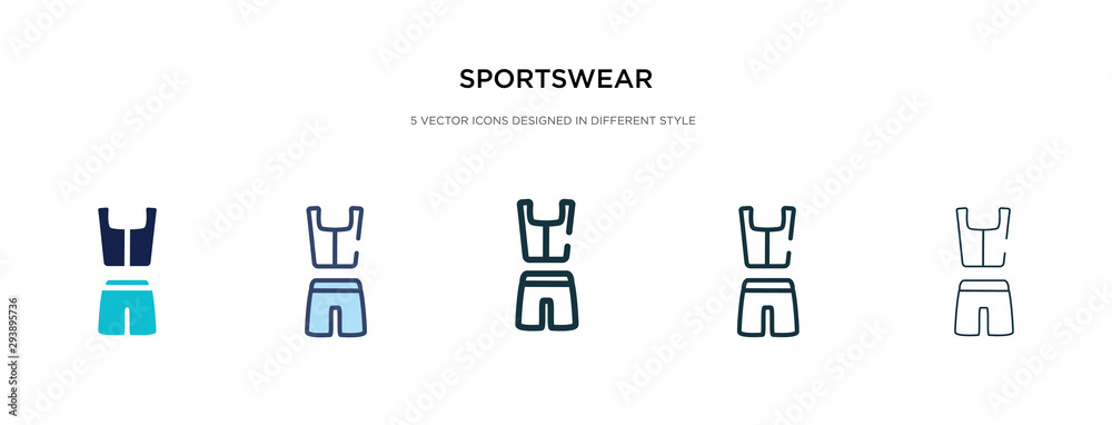 sportswear icon in different style vector illustration. two colored and black sportswear vector icons designed in filled, outline, line and stroke style can be used for web, mobile, ui sportswear icon in different style vector illustration. two colored and black sportswear vector icons designed in filled, outline, line and stroke style can be used for web, mobile, ui