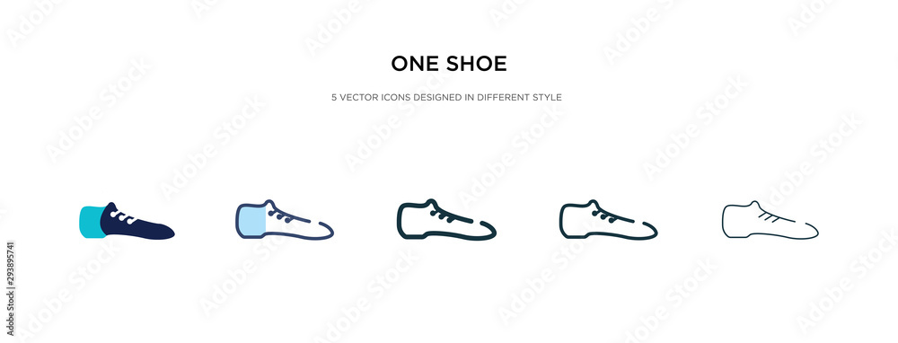 one shoe icon in different style vector illustration. two colored and black one shoe vector icons designed in filled, outline, line and stroke style can be used for web, mobile, ui one shoe icon in different style vector illustration. two colored and black one shoe vector icons designed in filled, outline, line and stroke style can be used for web, mobile, ui