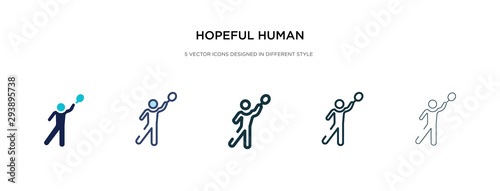 hopeful human icon in different style vector illustration. two colored and black hopeful human vector icons designed in filled  outline  line and stroke style can be used for web  mobile  ui