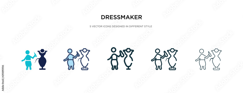 Plakat dressmaker icon in different style vector illustration. two colored and black dressmaker vector icons designed in filled, outline, line and stroke style can be used for web, mobile, ui