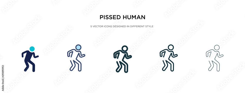 pissed human icon in different style vector illustration. two colored and black pissed human vector icons designed in filled, outline, line and stroke style can be used for web, mobile, ui