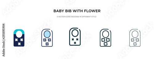 baby bib with flower de icon in different style vector illustration. two colored and black baby bib with flower de vector icons designed in filled, outline, line and stroke style can be used for