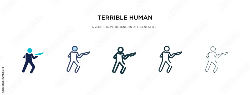 terrible human icon in different style vector illustration. two colored and black terrible human vector icons designed in filled, outline, line and stroke style can be used for web, mobile, ui
