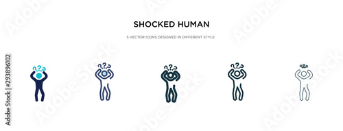 shocked human icon in different style vector illustration. two colored and black shocked human vector icons designed in filled, outline, line and stroke style can be used for web, mobile, ui