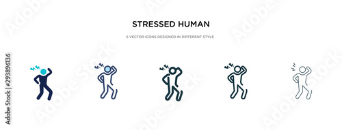 stressed human icon in different style vector illustration. two colored and black stressed human vector icons designed in filled, outline, line and stroke style can be used for web, mobile, ui