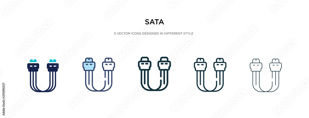 sata icon in different style vector illustration. two colored and black ...