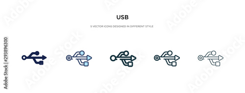 usb icon in different style vector illustration. two colored and black usb vector icons designed in filled, outline, line and stroke style can be used for web, mobile, ui