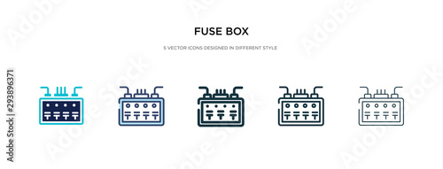 fuse box icon in different style vector illustration. two colored and black fuse box vector icons designed in filled, outline, line and stroke style can be used for web, mobile, ui