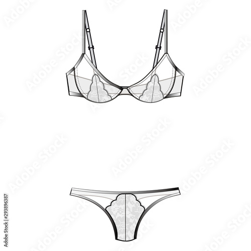 lingerie fashion flat sketch template