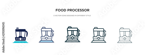 food processor icon in different style vector illustration. two colored and black food processor vector icons designed in filled, outline, line and stroke style can be used for web, mobile, ui