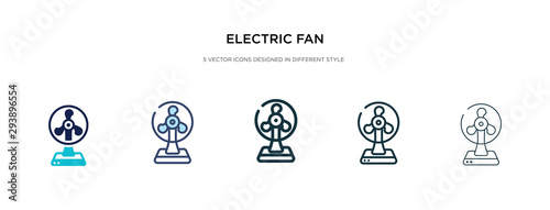 electric fan icon in different style vector illustration. two colored and black electric fan vector icons designed in filled, outline, line and stroke style can be used for web, mobile, ui