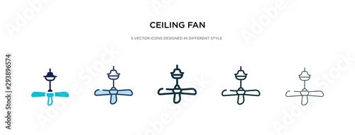 Fototapeta Naklejka Na Ścianę i Meble -  ceiling fan icon in different style vector illustration. two colored and black ceiling fan vector icons designed in filled, outline, line and stroke style can be used for web, mobile, ui