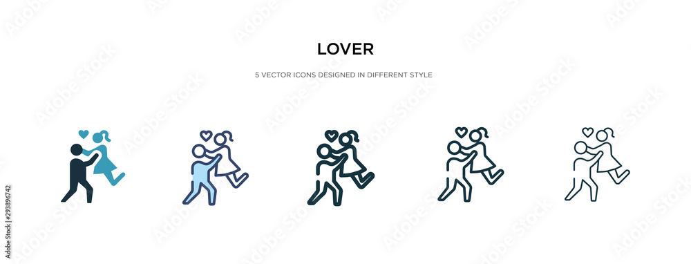 lover icon in different style vector illustration. two colored and black lover vector icons designed in filled, outline, line and stroke style can be used for web, mobile, ui