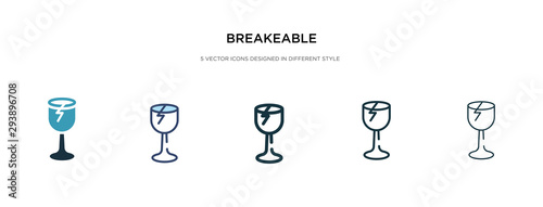 breakeable icon in different style vector illustration. two colored and black breakeable vector icons designed in filled, outline, line and stroke style can be used for web, mobile, ui