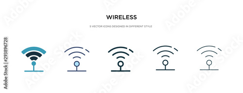 wireless icon in different style vector illustration. two colored and black wireless vector icons designed in filled, outline, line and stroke style can be used for web, mobile, ui