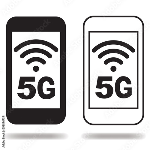 ICÔNE 5G TÉLÉPHONE MOBILE NOIR