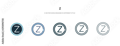 z icon in different style vector illustration. two colored and black z vector icons designed in filled, outline, line and stroke style can be used for web, mobile, ui