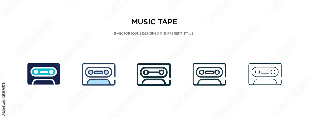 music tape icon in different style vector illustration. two colored and black music tape vector icons designed in filled, outline, line and stroke style can be used for web, mobile, ui music tape icon in different style vector illustration. two colored and black music tape vector icons designed in filled, outline, line and stroke style can be used for web, mobile, ui