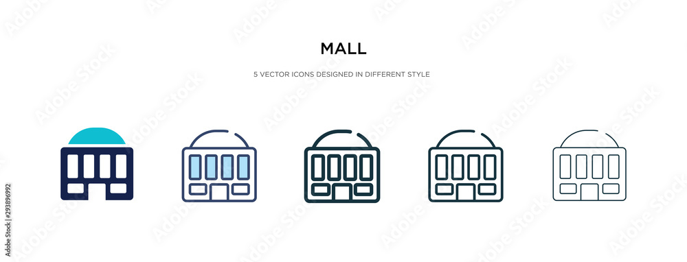 mall icon in different style vector illustration. two colored and black mall vector icons designed in filled, outline, line and stroke style can be used for web, mobile, ui mall icon in different style vector illustration. two colored and black mall vector icons designed in filled, outline, line and stroke style can be used for web, mobile, ui