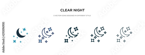 clear night icon in different style vector illustration. two colored and black clear night vector icons designed in filled, outline, line and stroke style can be used for web, mobile, ui