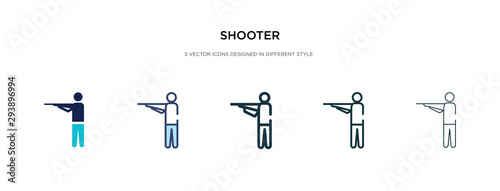 shooter icon in different style vector illustration. two colored and black shooter vector icons designed in filled  outline  line and stroke style can be used for web  mobile  ui
