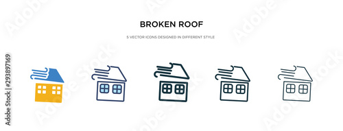 broken roof icon in different style vector illustration. two colored and black broken roof vector icons designed in filled, outline, line and stroke style can be used for web, mobile, ui