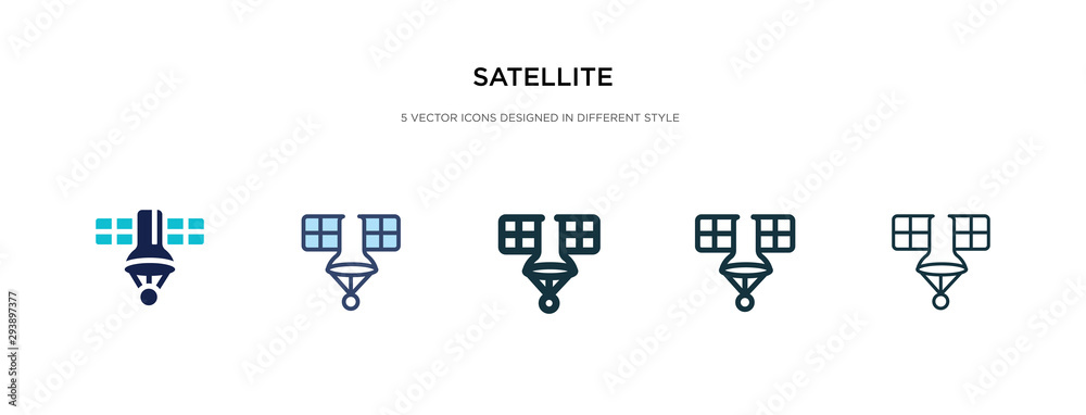 satellite icon in different style vector illustration. two colored and black satellite vector icons designed in filled, outline, line and stroke style can be used for web, mobile, ui