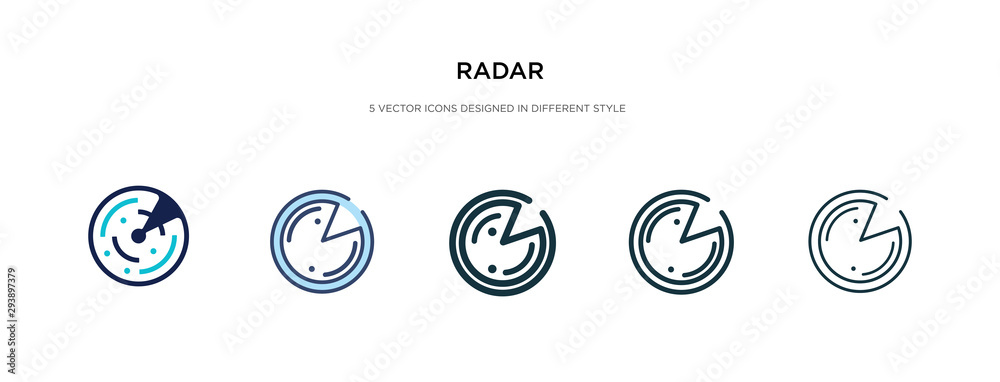 radar icon in different style vector illustration. two colored and black radar vector icons designed in filled, outline, line and stroke style can be used for web, mobile, ui