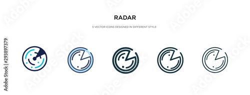 radar icon in different style vector illustration. two colored and black radar vector icons designed in filled, outline, line and stroke style can be used for web, mobile, ui