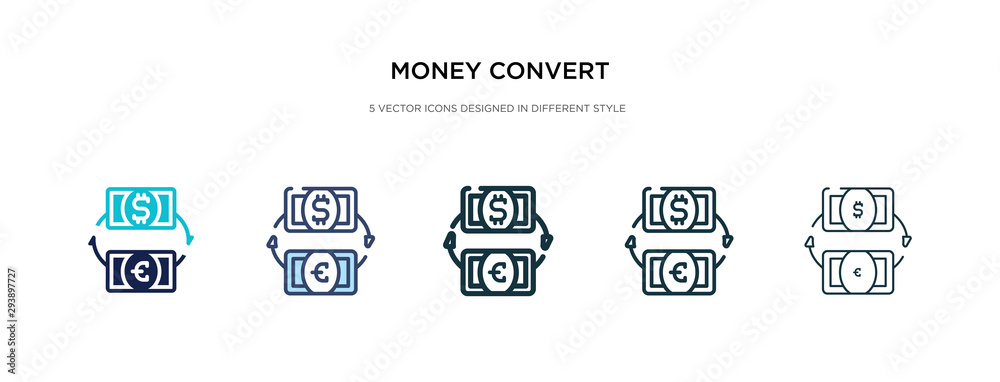 money convert icon in different style vector illustration. two colored and black money convert vector icons designed in filled, outline, line and stroke style can be used for web, mobile, ui