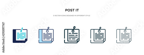 post it icon in different style vector illustration. two colored and black post it vector icons designed in filled, outline, line and stroke style can be used for web, mobile, ui