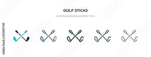 golf sticks icon in different style vector illustration. two colored and black golf sticks vector icons designed in filled, outline, line and stroke style can be used for web, mobile, ui photo
