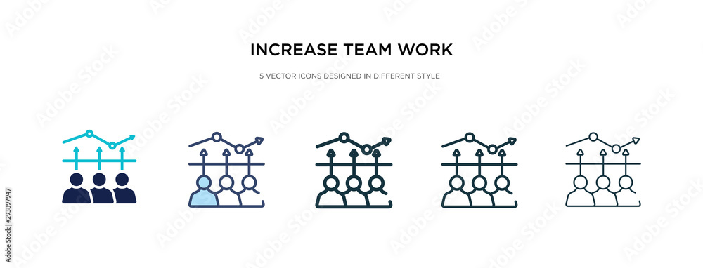 increase team work icon in different style vector illustration. two colored and black increase team work vector icons designed in filled, outline, line and stroke style can be used for web, mobile,