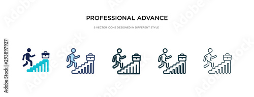professional advance icon in different style vector illustration. two colored and black professional advance vector icons designed in filled, outline, line and stroke style can be used for web,