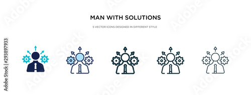 man with solutions icon in different style vector illustration. two colored and black man with solutions vector icons designed in filled, outline, line and stroke style can be used for web, mobile,