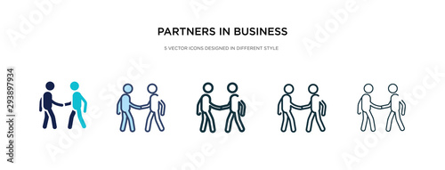 partners in business icon in different style vector illustration. two colored and black partners in business vector icons designed filled, outline, line and stroke style can be used for web, mobile,