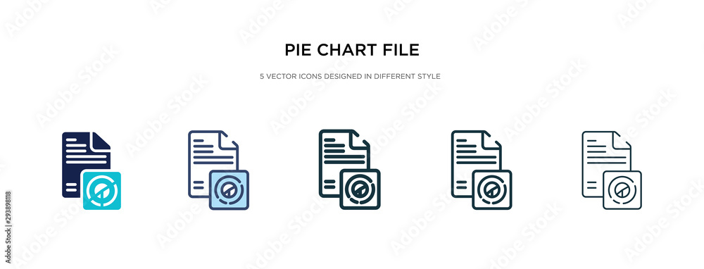 pie chart file icon in different style vector illustration. two colored and black pie chart file vector icons designed in filled, outline, line and stroke style can be used for web, mobile, ui pie chart file icon in different style vector illustration. two colored and black pie chart file vector icons designed in filled, outline, line and stroke style can be used for web, mobile, ui