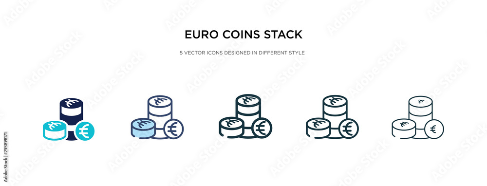 euro coins stack icon in different style vector illustration. two ...