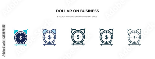 dollar on business time icon in different style vector illustration. two colored and black dollar on business time vector icons designed in filled, outline, line and stroke style can be used for