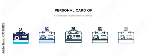 personal card of contact data icon in different style vector illustration. two colored and black personal card of contact data vector icons designed in filled, outline, line and stroke style can be