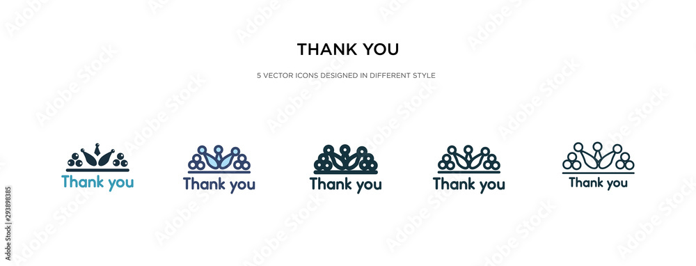 thank you icon in different style vector illustration. two colored and black thank you vector icons designed in filled, outline, line and stroke style can be used for web, mobile, ui thank you icon in different style vector illustration. two colored and black thank you vector icons designed in filled, outline, line and stroke style can be used for web, mobile, ui