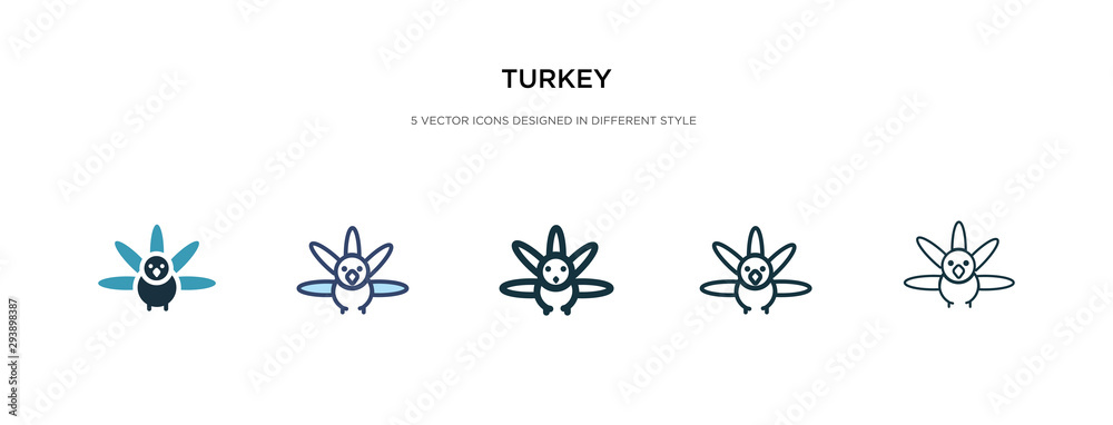 turkey icon in different style vector illustration. two colored and black turkey vector icons designed in filled, outline, line and stroke style can be used for web, mobile, ui turkey icon in different style vector illustration. two colored and black turkey vector icons designed in filled, outline, line and stroke style can be used for web, mobile, ui