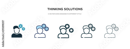 thinking solutions icon in different style vector illustration. two colored and black thinking solutions vector icons designed in filled, outline, line and stroke style can be used for web, mobile,