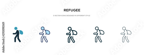 refugee icon in different style vector illustration. two colored and black refugee vector icons designed in filled, outline, line and stroke style can be used for web, mobile, ui © zaurrahimov