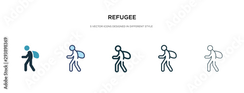 refugee icon in different style vector illustration. two colored and black refugee vector icons designed in filled, outline, line and stroke style can be used for web, mobile, ui