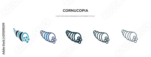 cornucopia icon in different style vector illustration. two colored and black cornucopia vector icons designed in filled  outline  line and stroke style can be used for web  mobile  ui