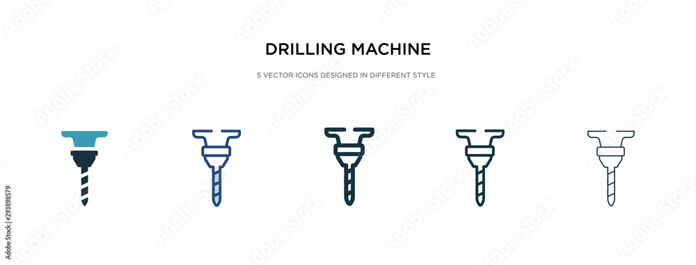 drilling machine icon in different style vector illustration. two colored and black drilling machine vector icons designed in filled, outline, line and stroke style can be used for web, mobile, ui - obrazy, fototapety, plakaty 