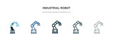 industrial robot icon in different style vector illustration. two colored and black industrial robot vector icons designed in filled, outline, line and stroke style can be used for web, mobile, ui