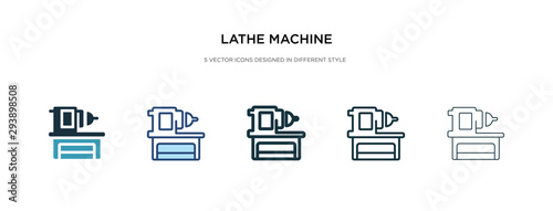 lathe machine icon in different style vector illustration. two colored and black lathe machine vector icons designed in filled, outline, line and stroke style can be used for web, mobile, ui